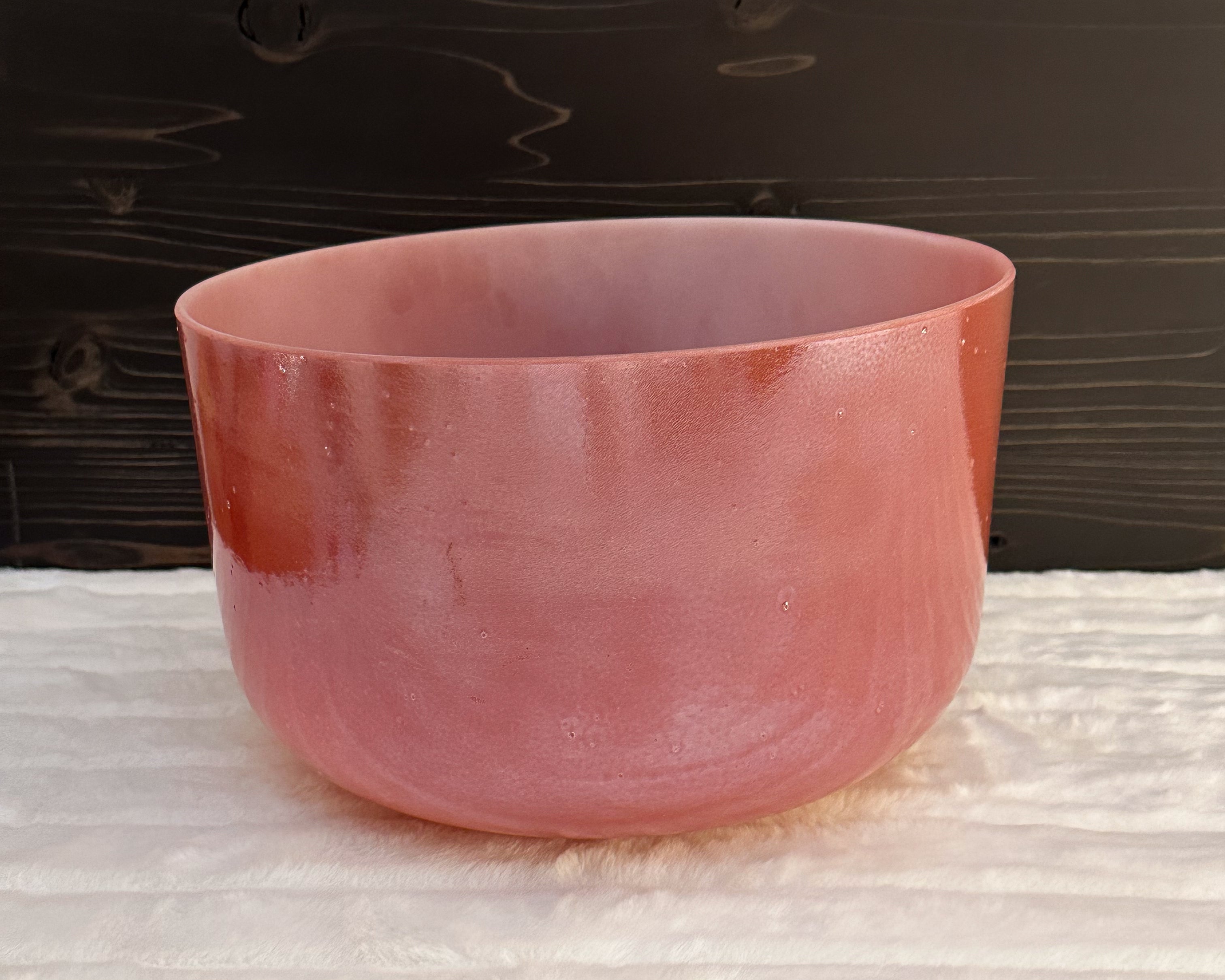 12" E-10 Rose Quartz, White Light Angel Gold, Frosted (Inside) Bowl Crystal Tones® Alchemy Singing Bowl