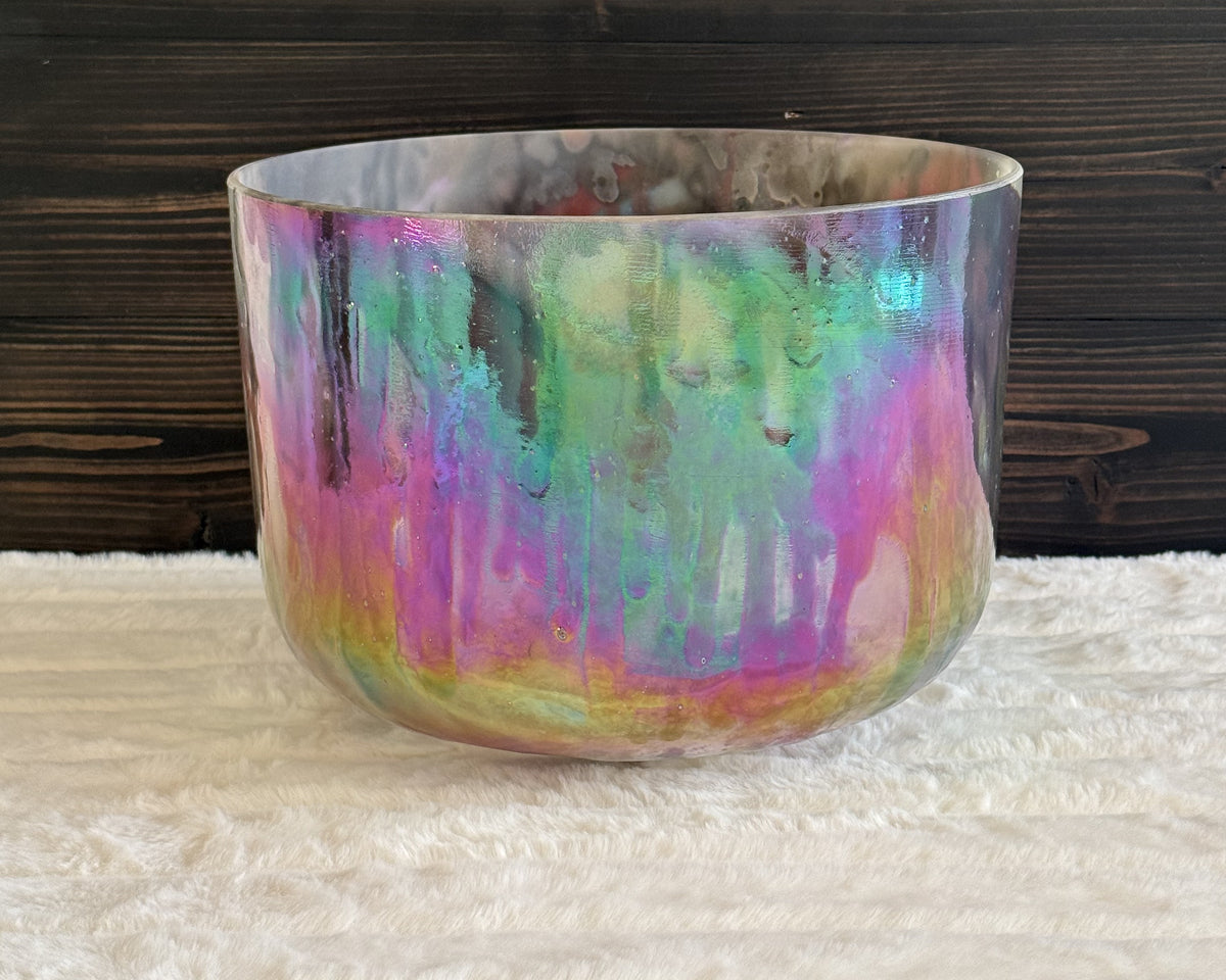 12" E-15 Super 7, Platinum, Frosted Rim Inside Crystal Tones® Alchemy Singing Bowl