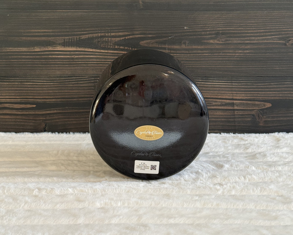 8" G0 Shungite, Tibetan Quartz, Copper (Inside) Bowl, Crystal Tones® Alchemy Crystal Singing Bowls®