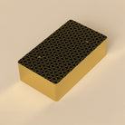 Arcana Cordis card stack with gold-gilded edges and heart-patterned backs