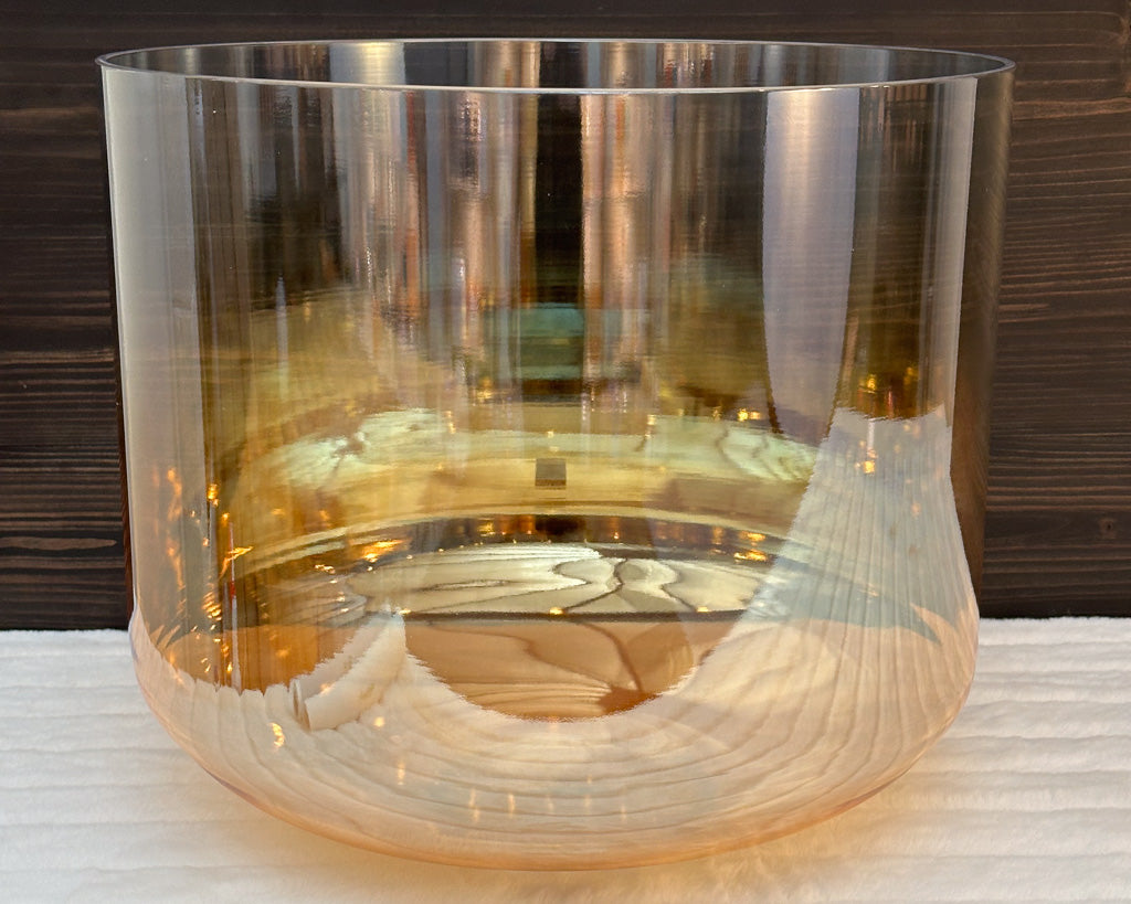 16" G+40 Grandmother, Aqua Aura Gold Rim, SuperGrade™ Crystal Tones® Alchemy Singing Bowl