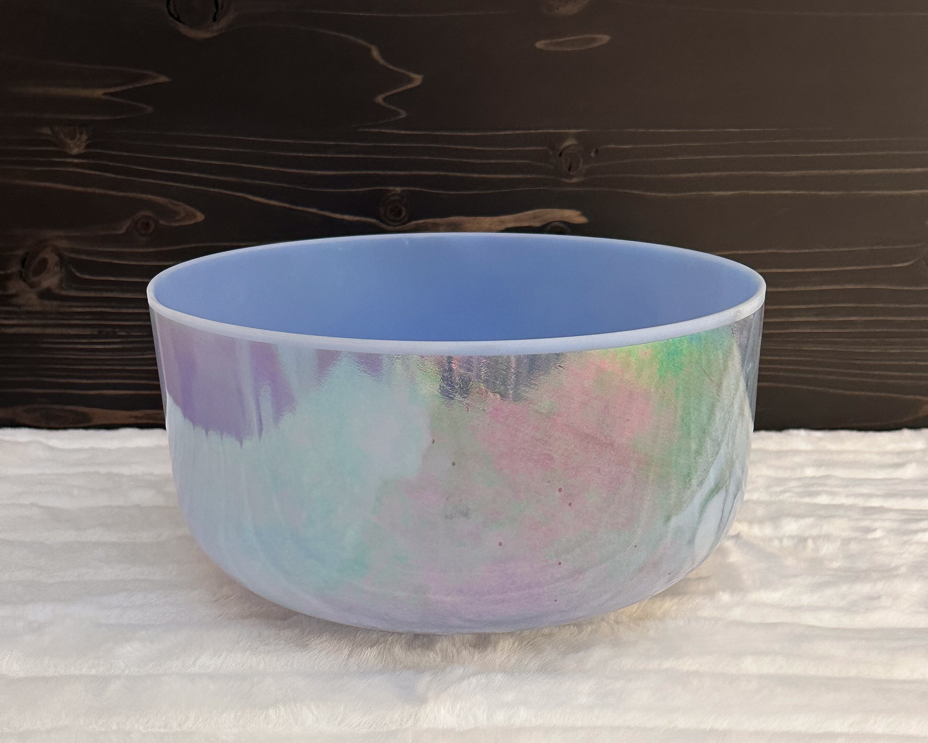 12" D#-30 Turquoise, Platinum Frosted Rim Bowl Crystal Tones® Alchemy Singing Bowl