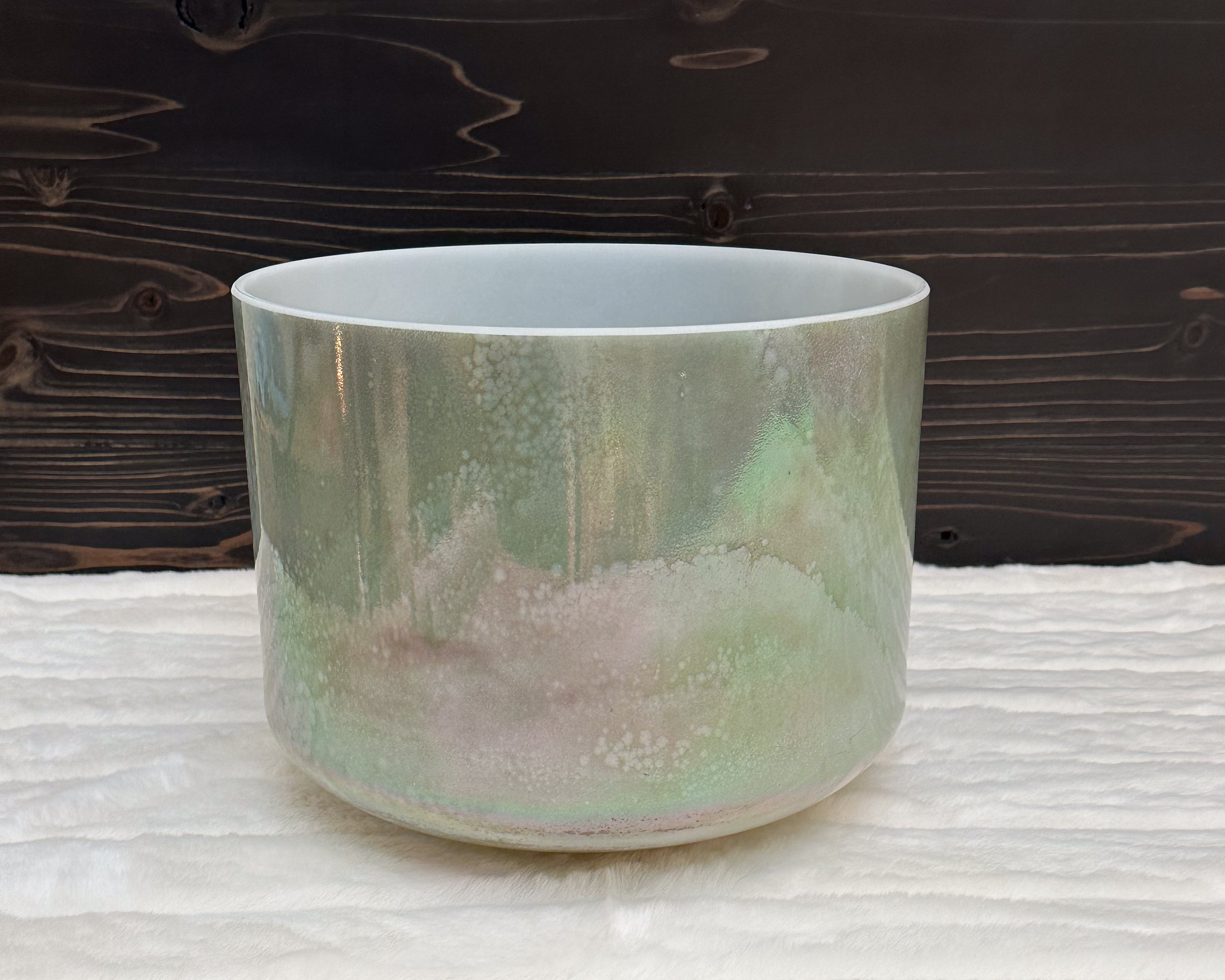 10" B+5 Itoigawa Jade Platinum Frosted Rim Inside Bowl Crystal Tones® Alchemy Singing Bowl