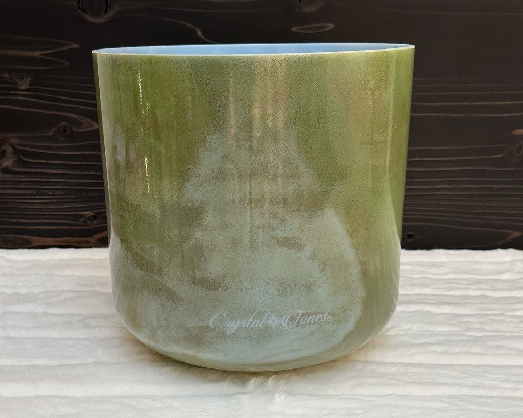 10" G+40 Mt. Shasta Serpentine, White Light Angel Gold Frosted Inside Bowl Crystal Tones® Alchemy Singing Bowl