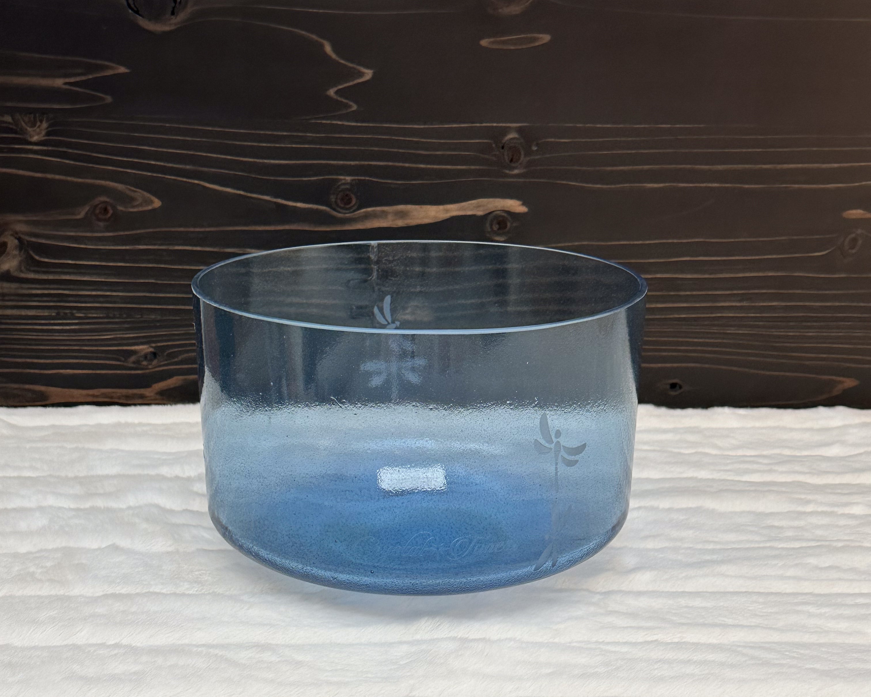 9" D+15 Indigo w/Etched Dragonflies Transcendent Bowl Crystal Tones® Alchemy Singing Bowl